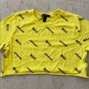 Forever21 yellow cropped t-shirt